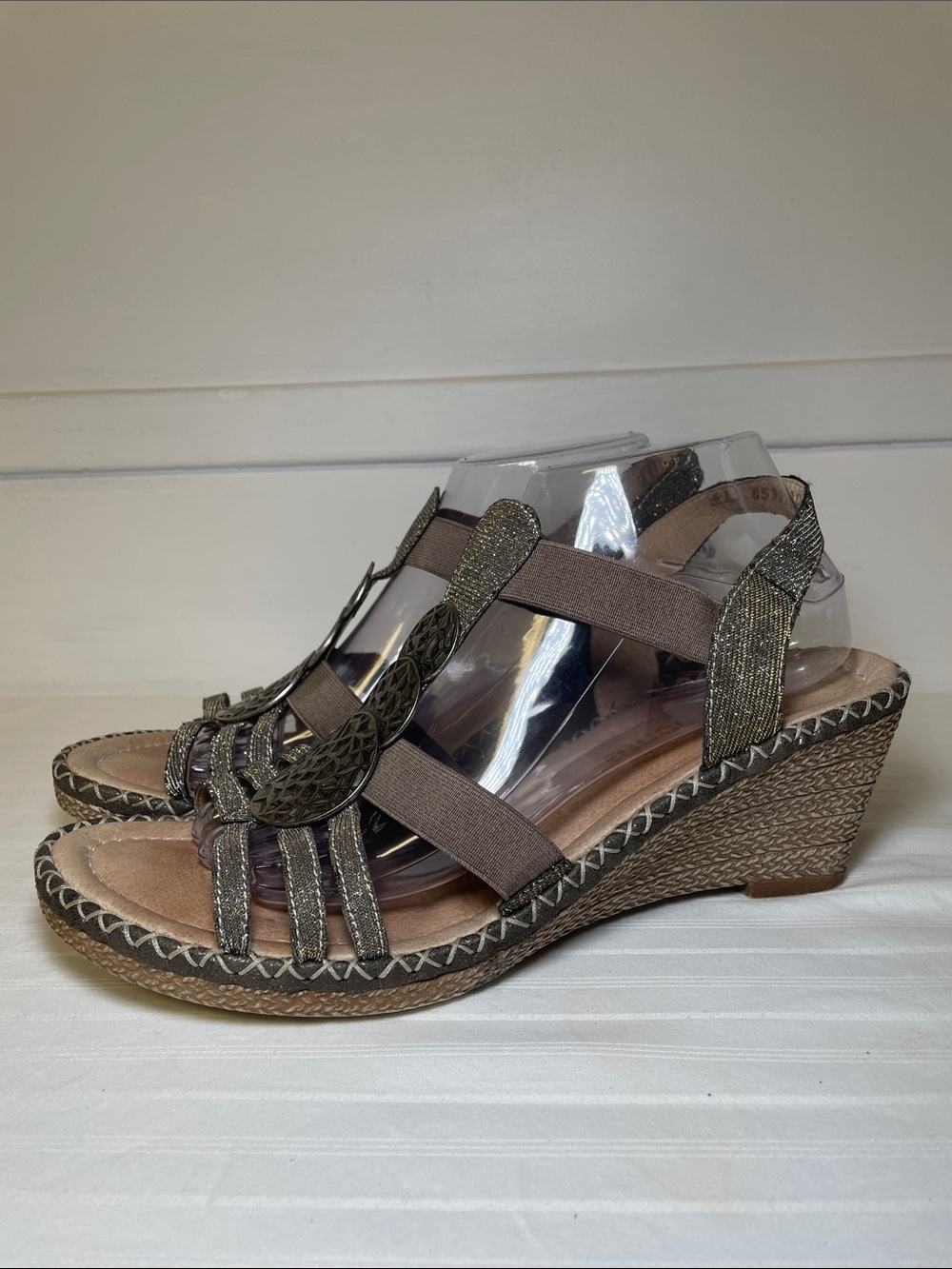Remonte  metallic summer dressy wedge heel sandals women’s size 10